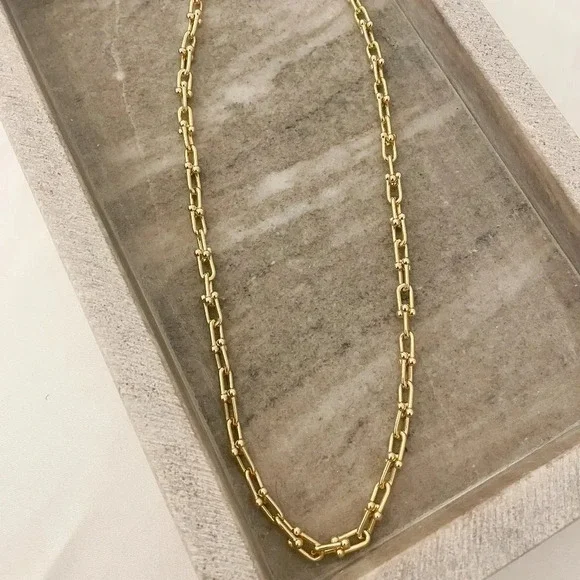 925 Sterling Silver U Link Necklace Chunky Link Necklace Modern Necklace - Picture 6 of 8